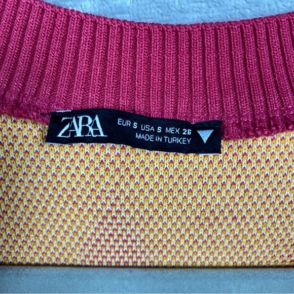 Zara Argyle V Neck Knit Sweater Vest Size S Crop Academia - Picture 4 of 7